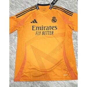 Adidas Real Madrid Away 2024/2025 Soccer Jersey La liga Orange Large IU5013 NEW